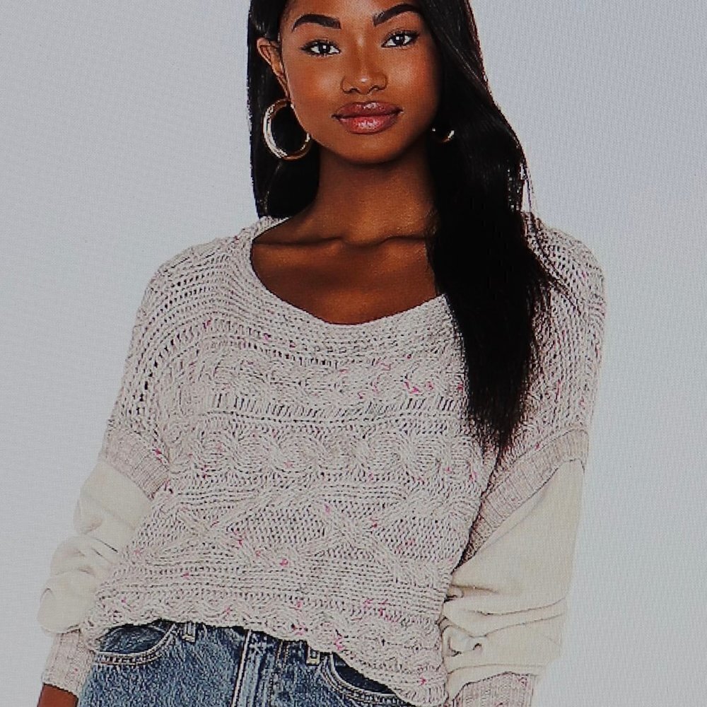 Free People Honey Cable Pullover Size M